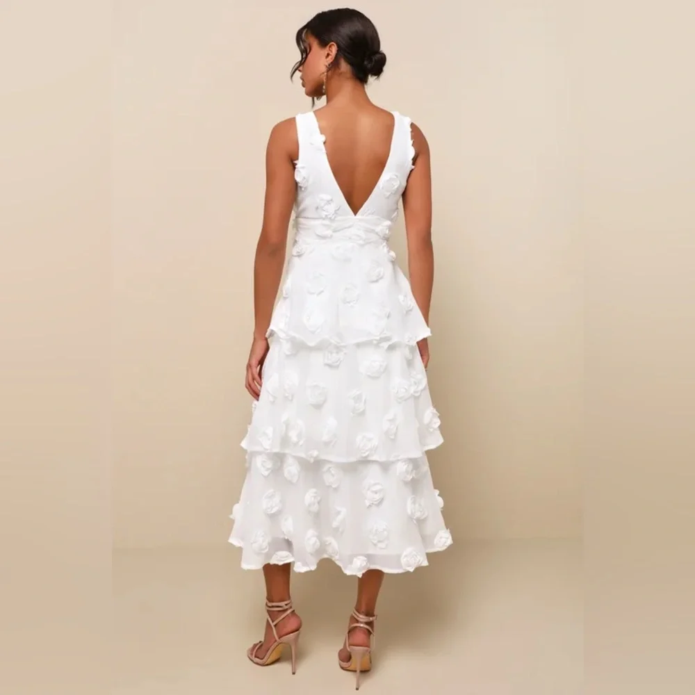 Lulu's “Exceptional Entrance” Tiered Rosette Midi Dress, Size XXL - Picture 3 of 11